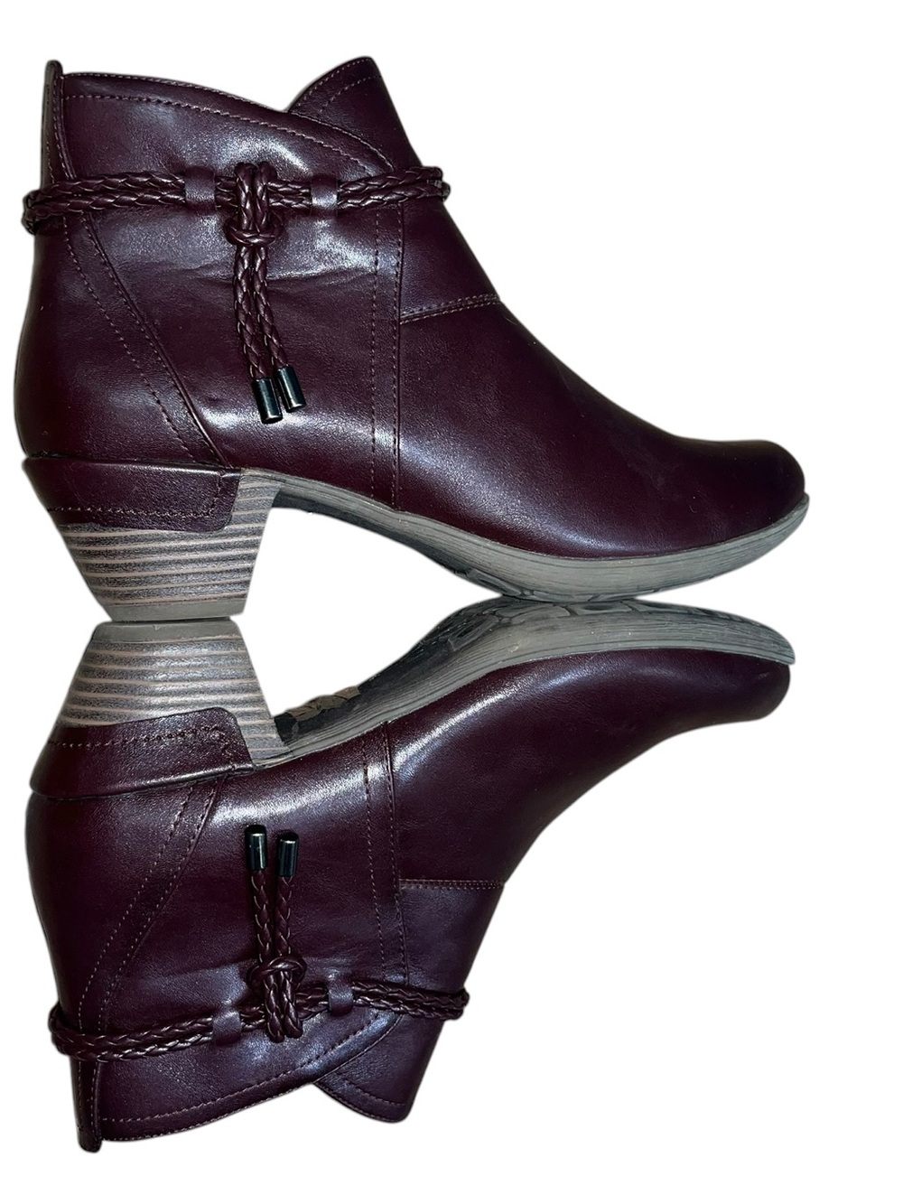 Patrizia by Spring Step Rare Women's Braided Ankle Boot in Deep Burgundy Size 39